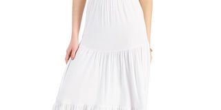 Willow Drive Women's Tiered High Low Sleeveless Dress White Size Medium