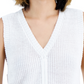Sugar Moon Junior's Ruched Front V neck Sweater Vest White Size X-Small