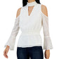 Willow Drive Women's Cold Shoulder Smocked Waist Top White Size X-Large