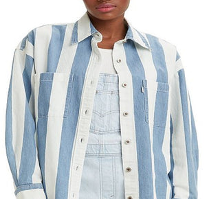 Levi's Women's Silvertab Button Down Oversized Print Shirt Blue Size Medium