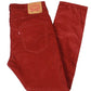 Levi's Men's 512 Slim Tapered Fit Corduroy Jeans Red Size 36X30