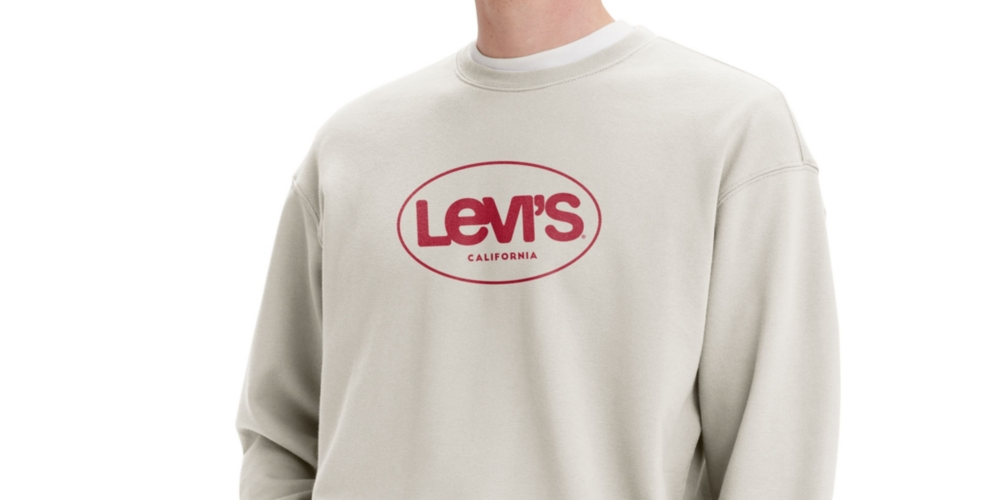 Levi's Men's Relaxed Fit Fleece Sweatshirt Beige Size XX-Large