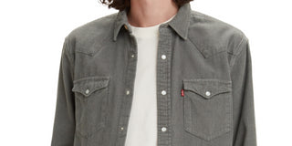 Levi's Men's Standard Fit Western Corduroy Shirt Pewter Gray Size XX-Large