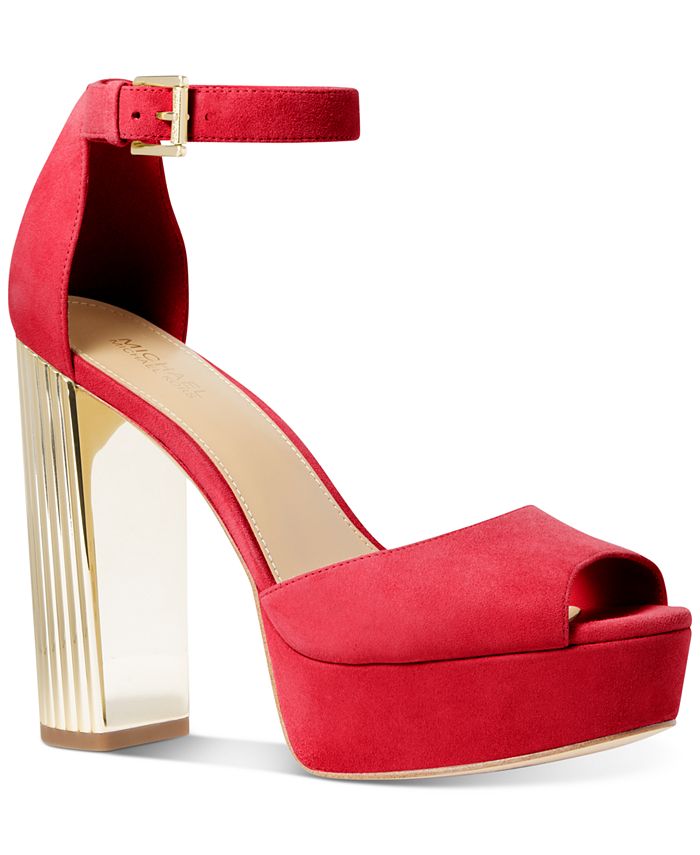 Michael Kors Women's Porter Platform Ankle Strap Sandal Red Size 6