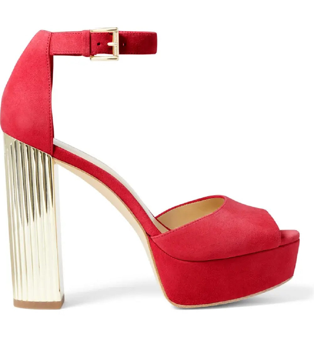 Michael Kors Women's Porter Platform Ankle Strap Sandal Red Size 6