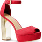 Michael Kors Women's Porter Platform Ankle Strap Sandal Red Size 7M