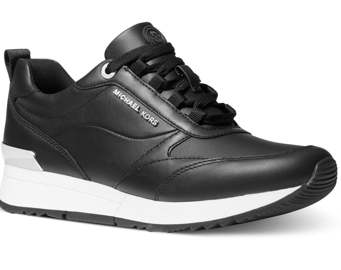 Michael Kors Women's Allie Stride Trainer Lace Up Sneakers Shoes Black Size 7M