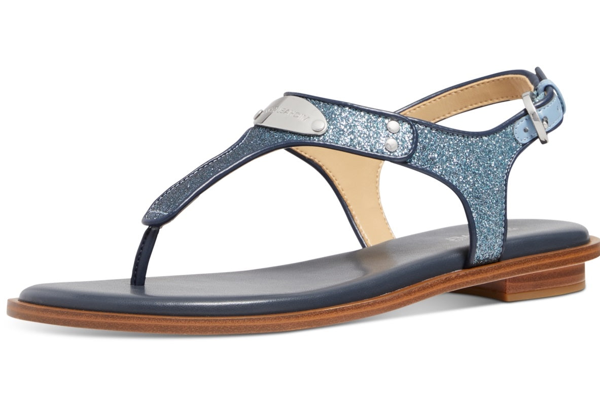 Michael Kors Women's Logo Plate Slingback Sandal Blue Size 6.5