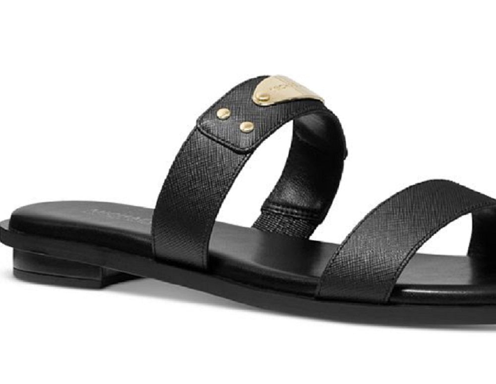 Michael Kors Women's Logo Plate Slide Sandal Black Size 5