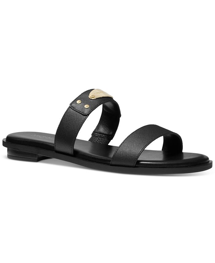 Michael Kors Women's Logo Plate Slide Sandal Black Size 7.5