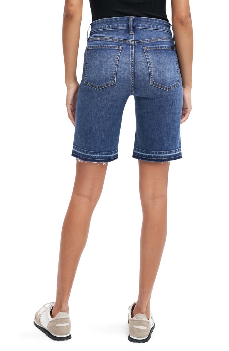 7 For All Mankind Women's High Waist Released Hem Denim Bermuda Shorts Blue Size 16