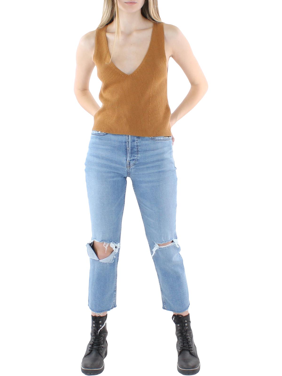 JEN7 Women's Crop Sweater Tank Brown Size Small