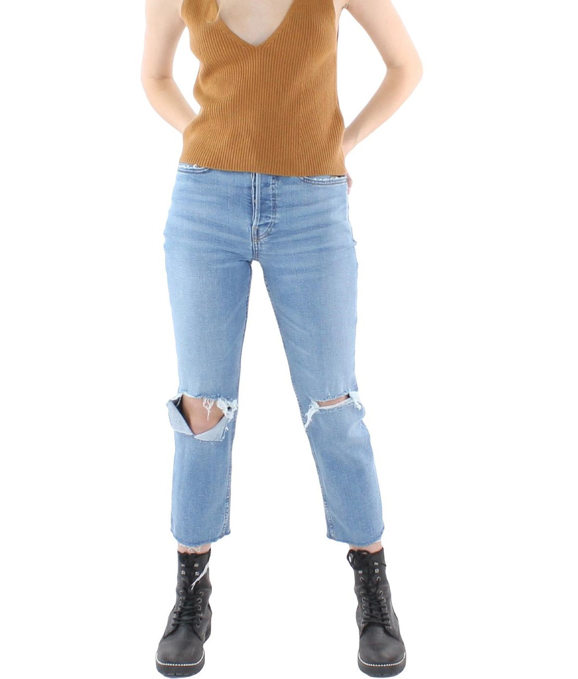 JEN7 Women's Crop Sweater Tank Brown Size Small