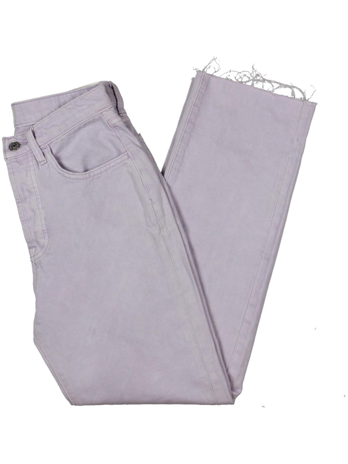 7 For All Mankind Women's Easy Straight Ankle With Cut Hem Pants Purple Size 28