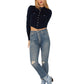 JEN7 Women's Luxe Vintage Ultra High Rise Slim Kick Flare Jeans Blue Size 32