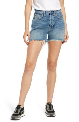 JEN7 Women's Easy Ruby High Waist Relaxed Cutoff Denim Shorts Blue Size 26