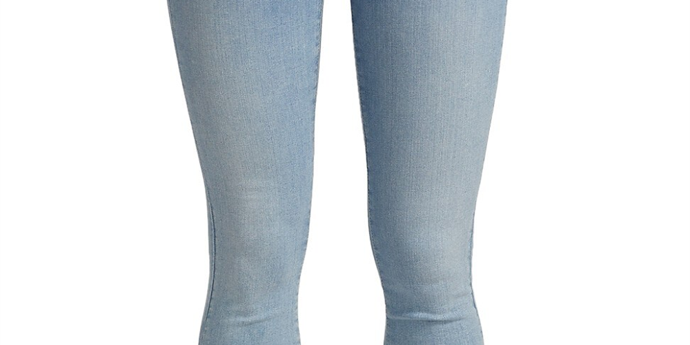 JEN7 Women's Mid Rise Chewed Hem Stretch Skinny Jeans Blue Size 30