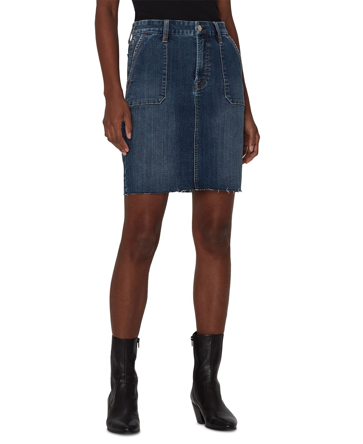 JEN7 Women's Patch Pocket Denim Pencil Skirt Blue Size 4