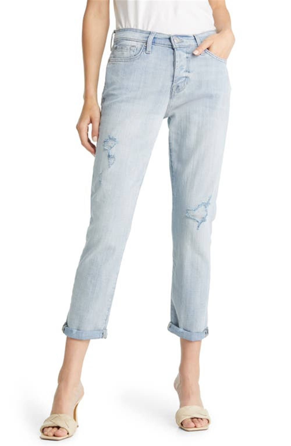 JEN7 Women's High Waist Ankle Boyfriend Jeans Blue Size 30