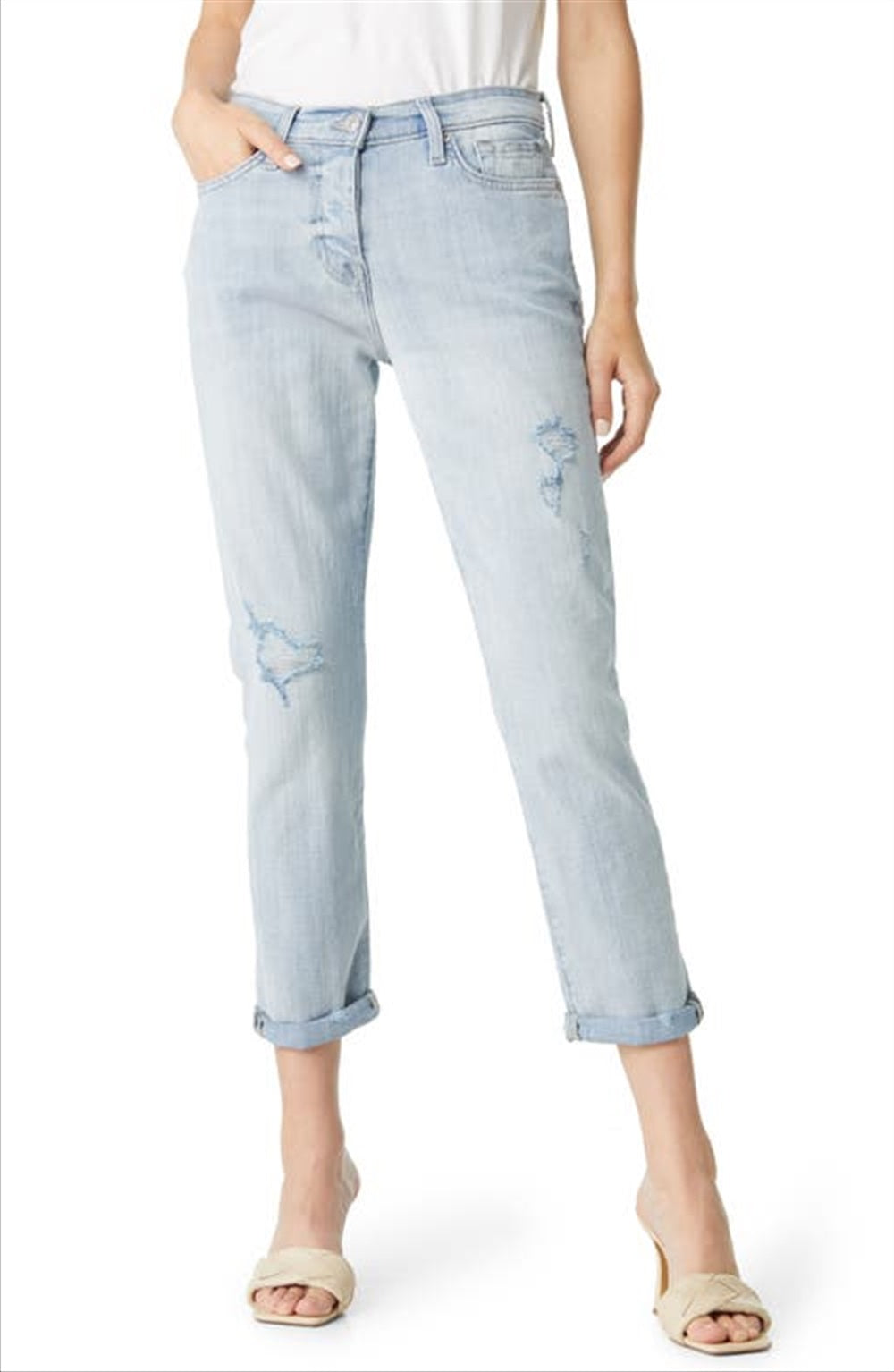 JEN7 Women's High Waist Ankle Boyfriend Jeans Blue Size 30