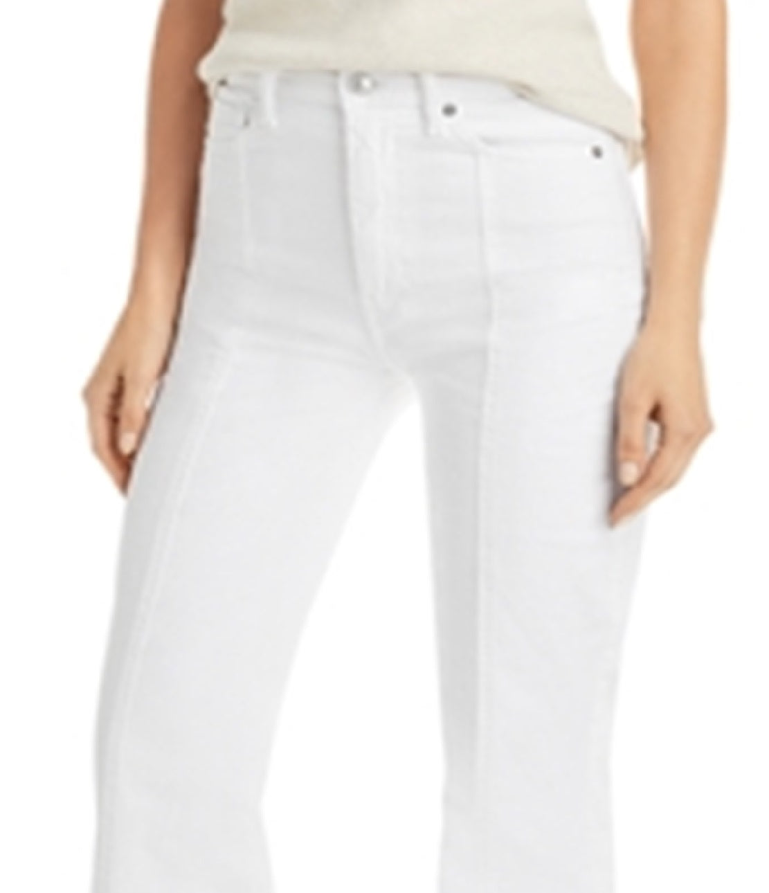 JEN7 Women's High Rise Seam Front Jeans White Size 27