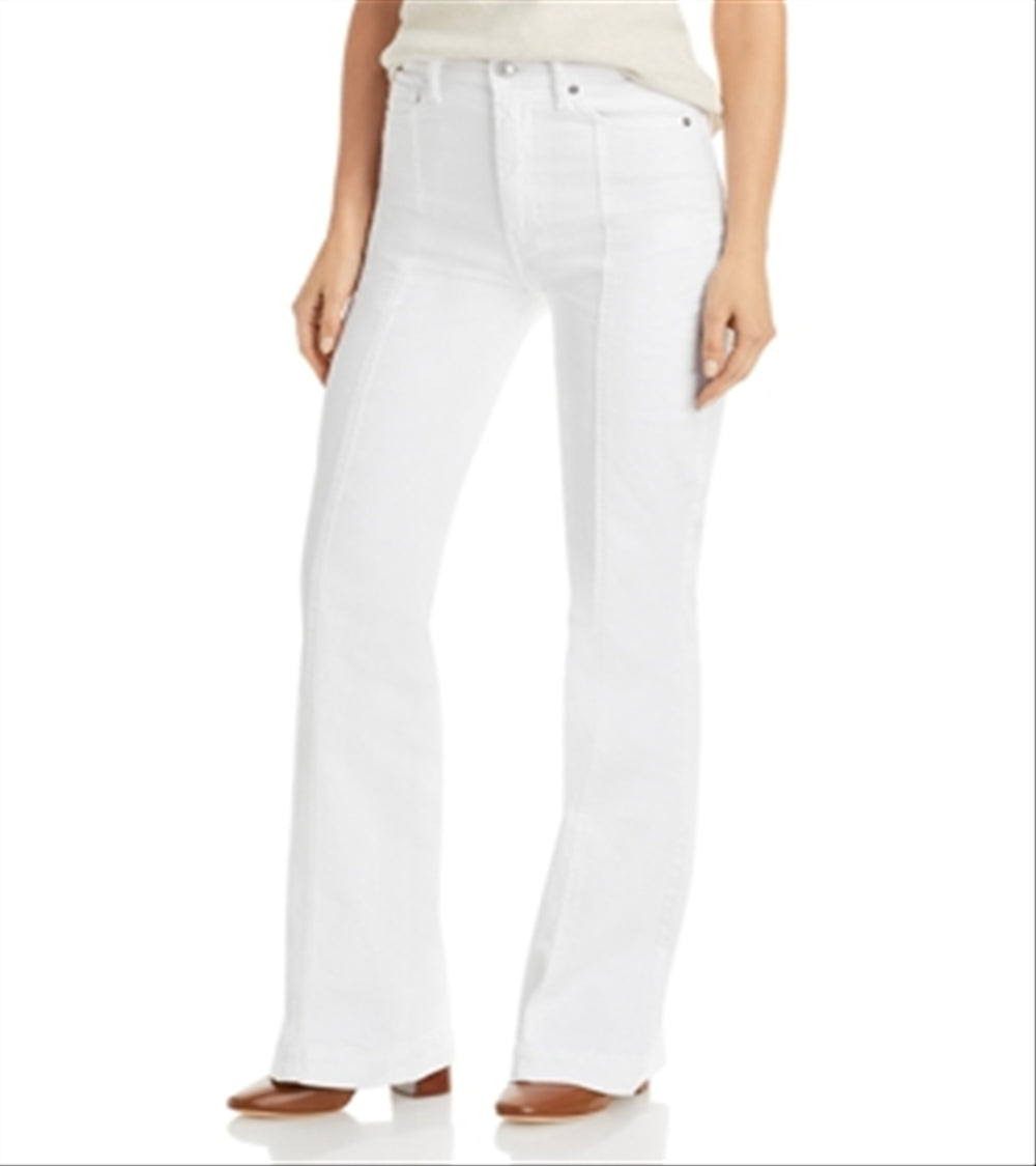 JEN7 Women's High Rise Seam Front Jeans White Size 28