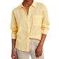 7 for All Mankind  Women's Pima Cotton Voile Button up Shirt Yellow Size L