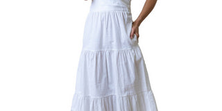 Hope & Henry Women's Tiered Wrap Dress White Size 8