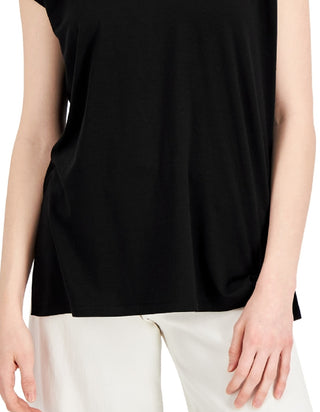 Eileen Fisher Women's Crewneck Boxy Stretch Jersey T-Shirt Black Size XX-Small