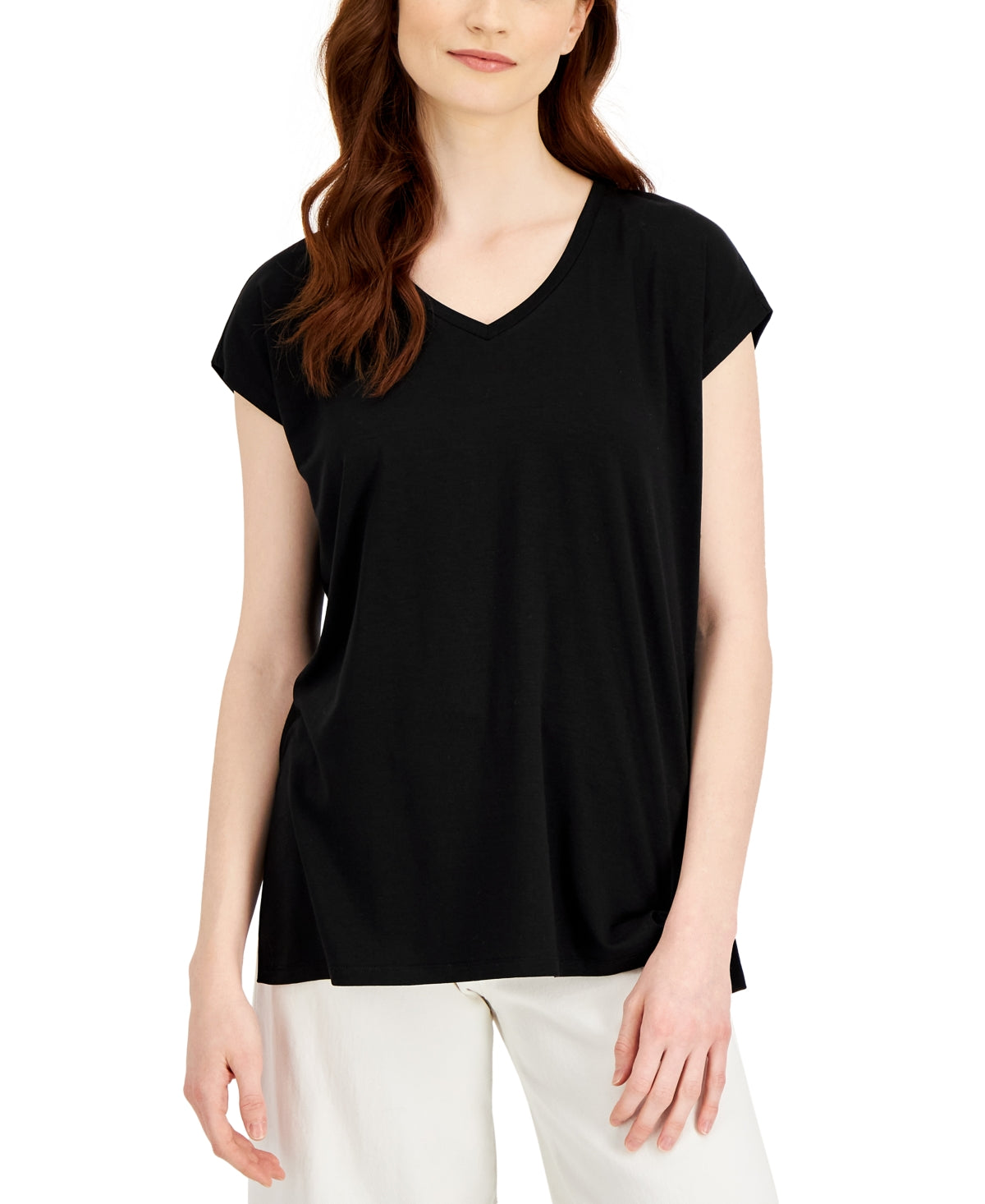 Eileen Fisher Women's Crewneck Boxy Stretch Jersey T-Shirt Black Size XX-Small