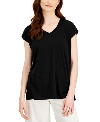 Eileen Fisher Women's Crewneck Boxy Stretch Jersey T-Shirt Black Size XX-Small
