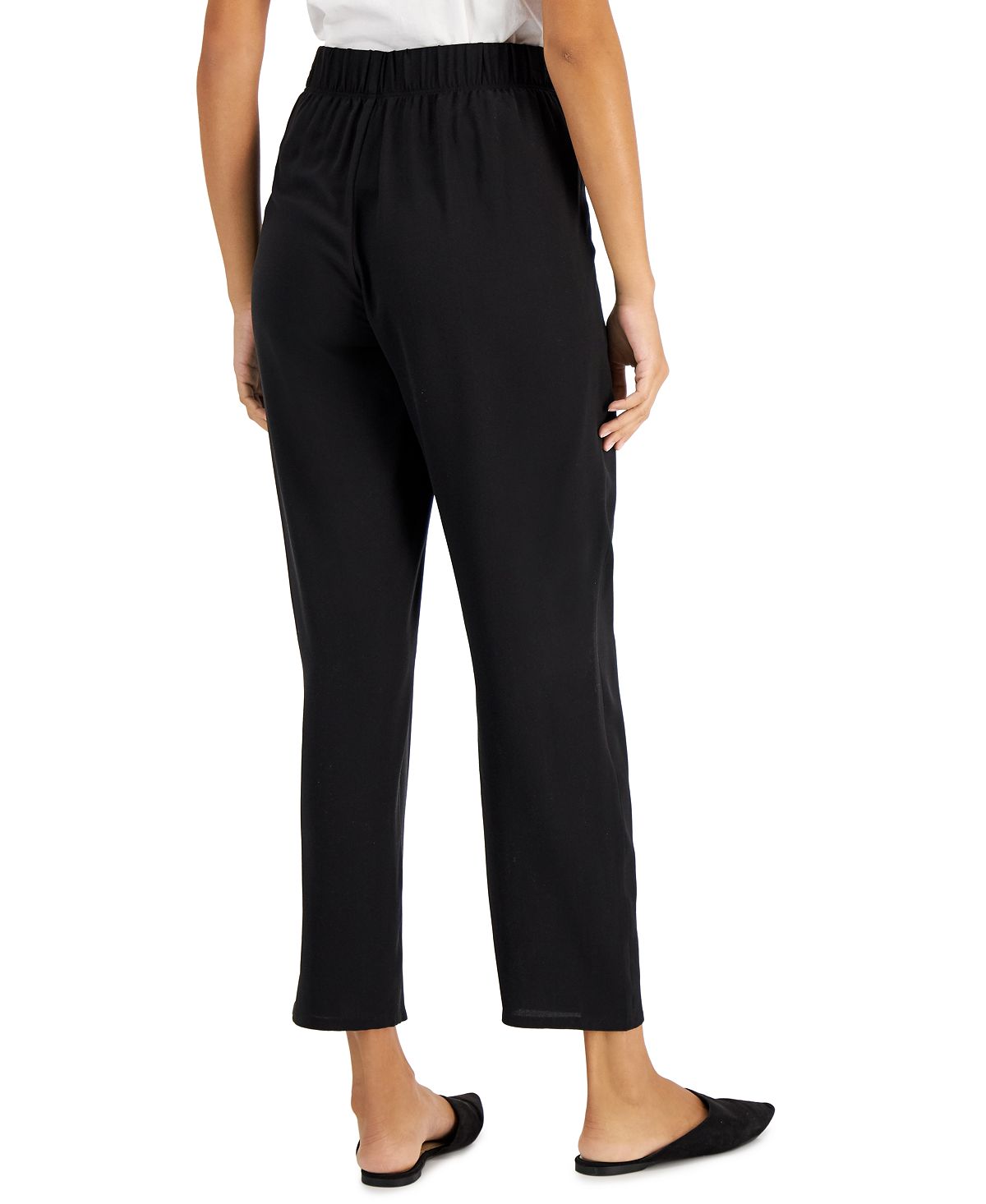Eileen Fisher Women's Tapered Silk Ankle Pants Black Size Small