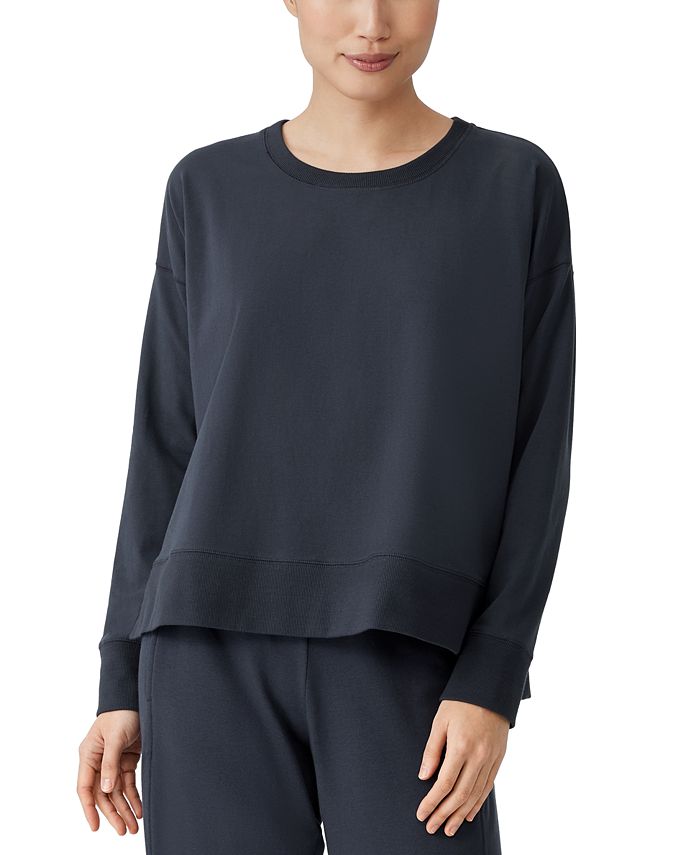 Eileen Fisher Women's Crewneck High Low Top Blue Size X-Small