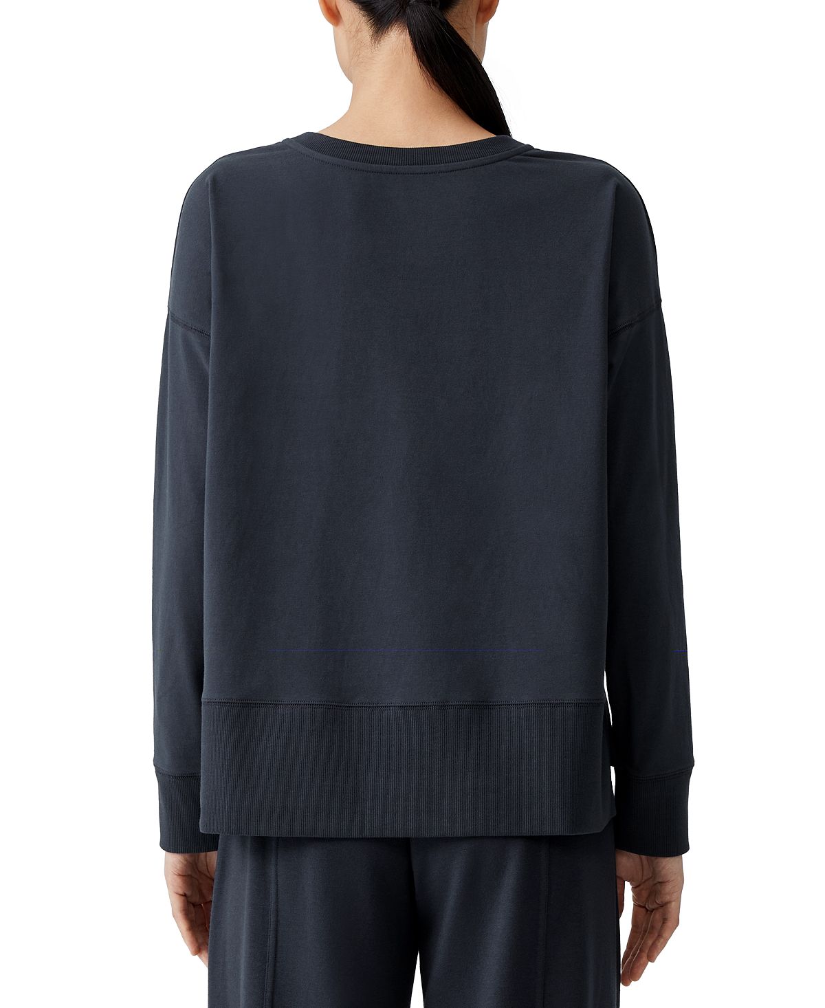 Eileen Fisher Women's Crewneck High Low Top Blue Size X-Small