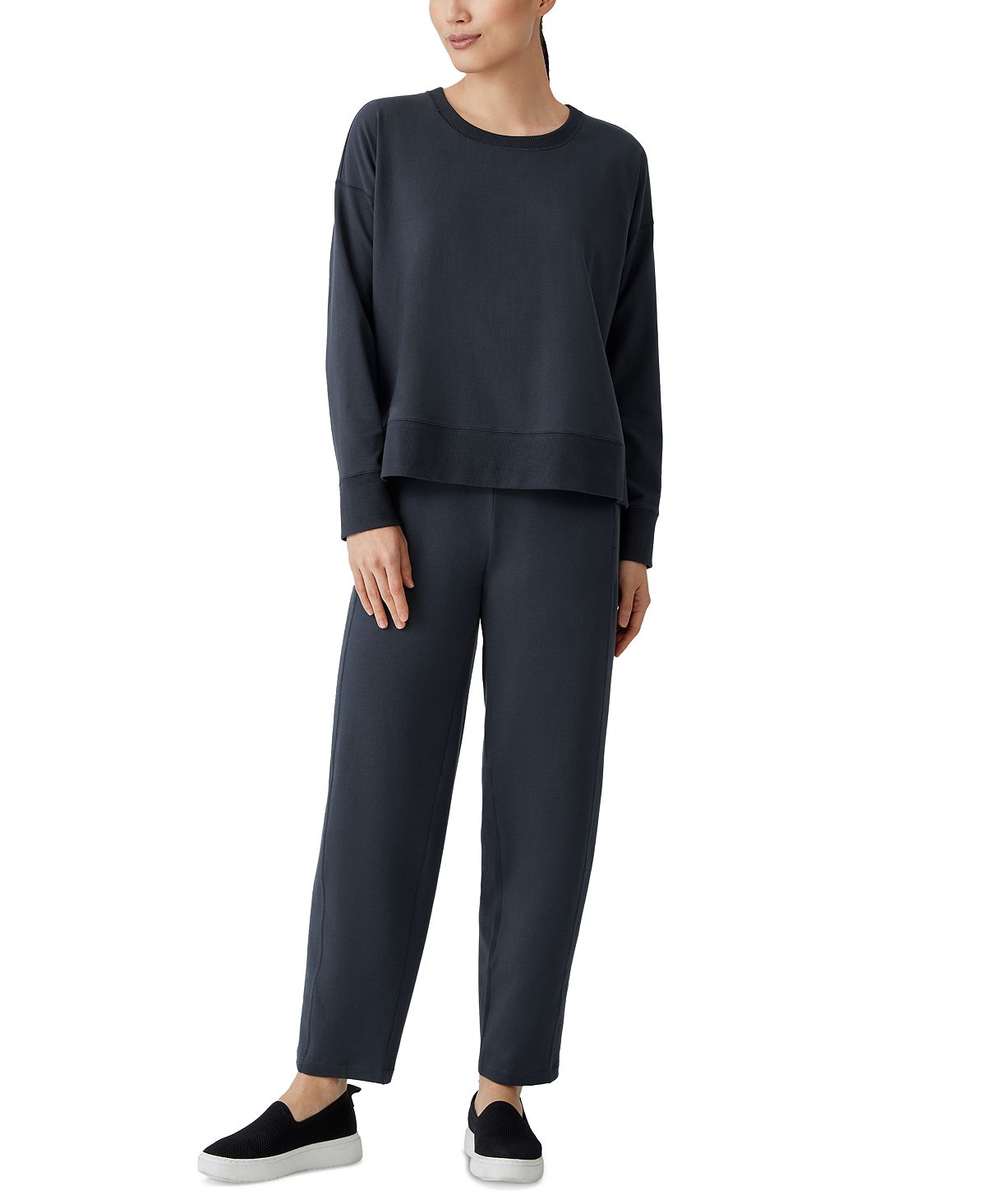 Eileen Fisher Women's Crewneck High Low Top Blue Size X-Small