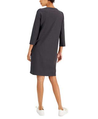 Eileen Fisher Women's Bateau Neck Shift Dress Brown Size Small