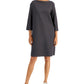 Eileen Fisher Women's Bateau Neck Shift Dress Brown Size Small