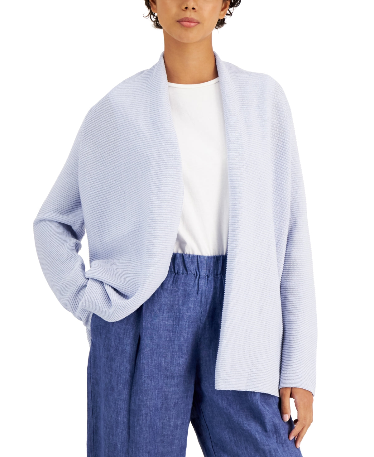 Eileen Fisher Women's Organic Linen & Cotton Cardigan Blue Size Large