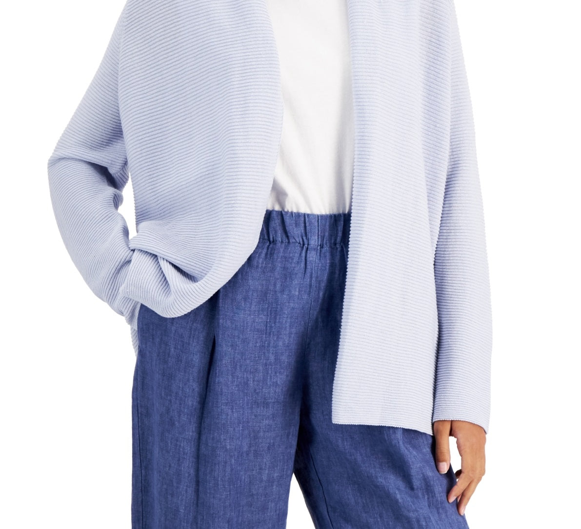 Eileen Fisher Women's Organic Linen & Cotton Cardigan Blue Size Large