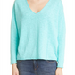 Eileen Fisher Women's V Neck Organic Linen & Cotton Sweater Blue Size Medium