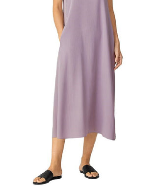 Eileen Fisher Women's Square Neck Silk Midi Dress Purple Size Large