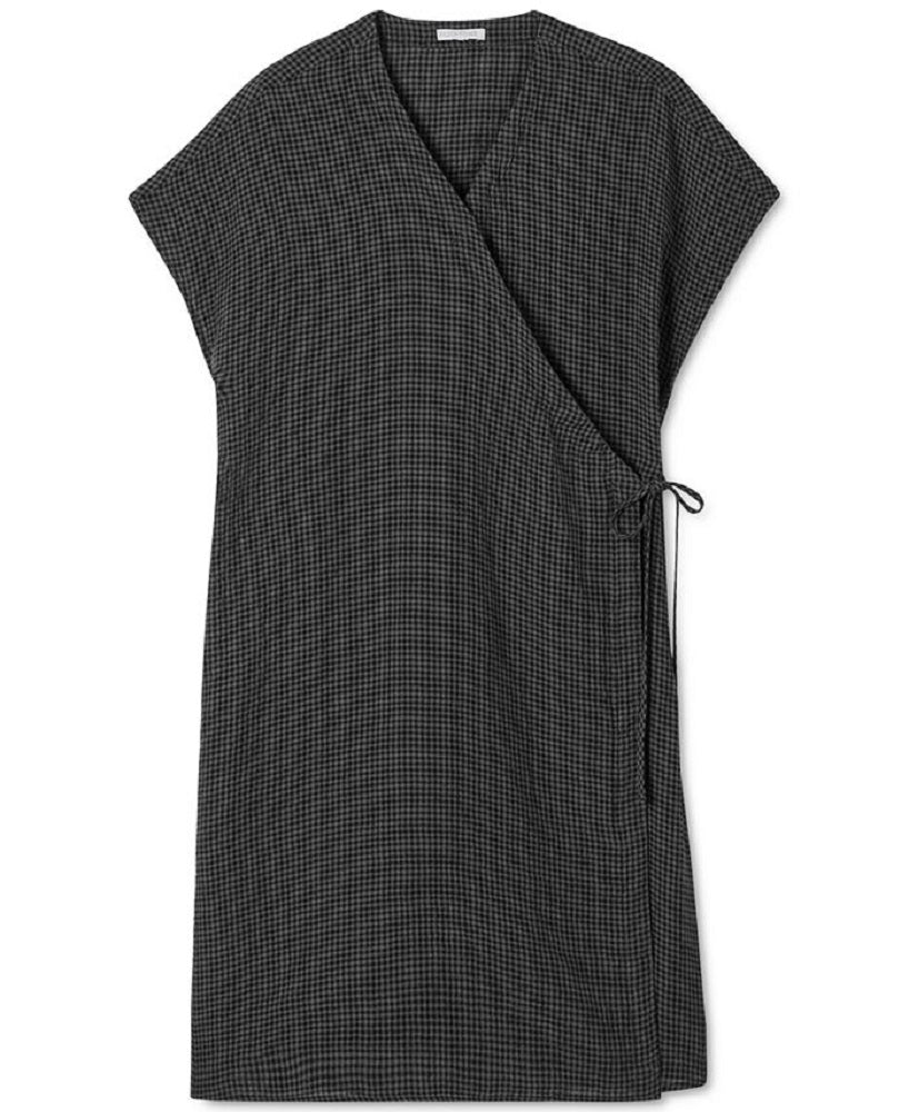 Eileen Fisher Women's Organic Linen Wrap Dress Black Size Medium