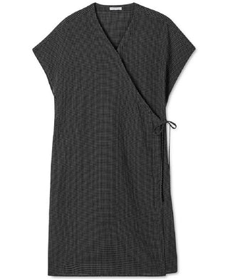 Eileen Fisher Women's Organic Linen Wrap Dress Black Size Medium