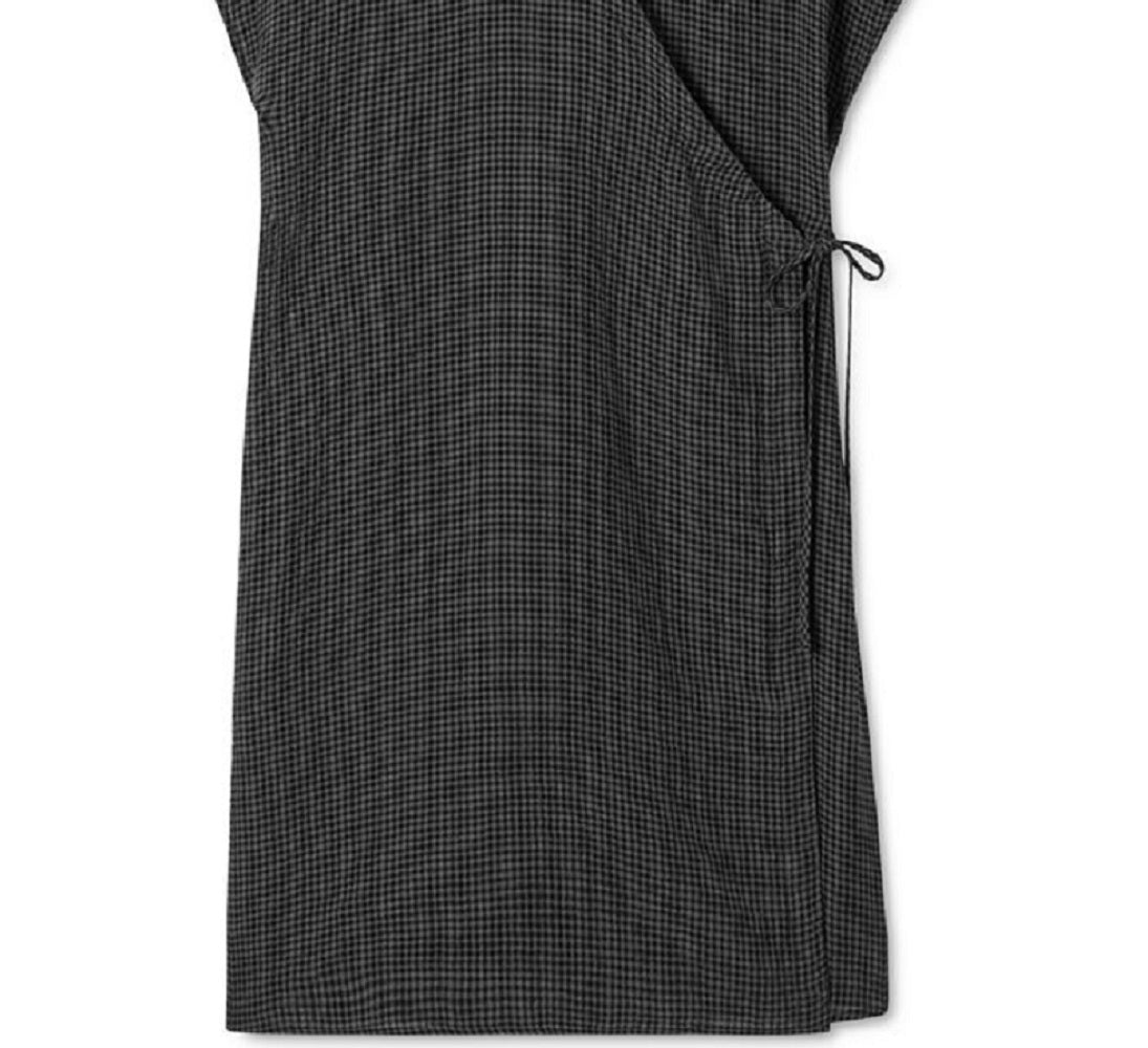 Eileen Fisher Women's Organic Linen Wrap Dress Black Size Medium