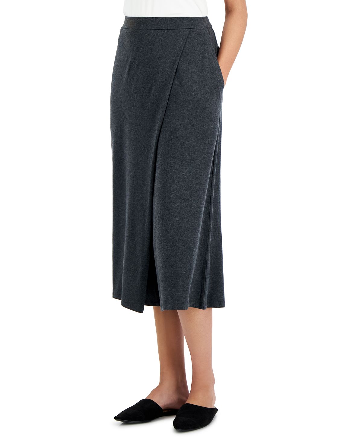 Eileen Fisher Women's Wide Leg Wrap Crop Pants Gray Size Small