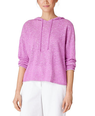 Eileen Fisher Women's Organic Linen & Organic Cotton Hooded Sweater Purple Size Small
