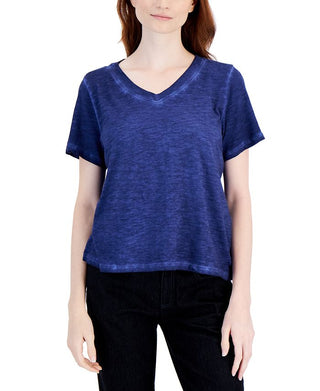 Eileen Fisher Women's V Neck Organic Cotton T-Shirt Purple Size Small