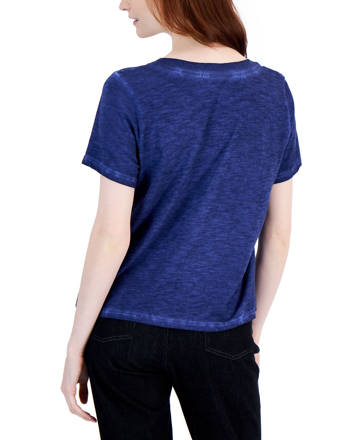 Eileen Fisher Women's V Neck Organic Cotton T-Shirt Purple Size Small