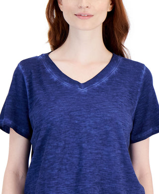 Eileen Fisher Women's V Neck Organic Cotton T-Shirt Purple Size Small