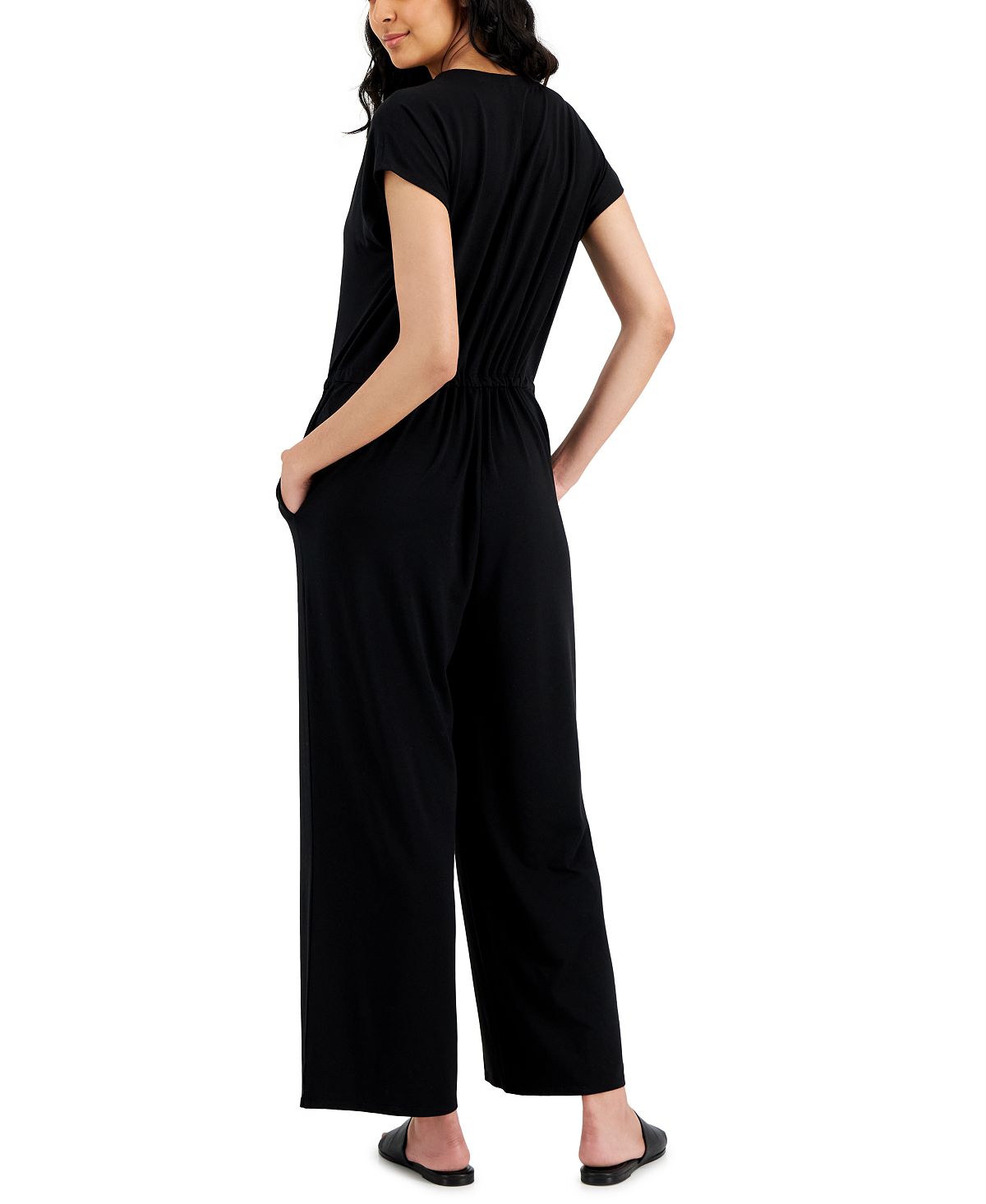Eileen Fisher Women's Jersey Crop Jumpsuit Black Size Small